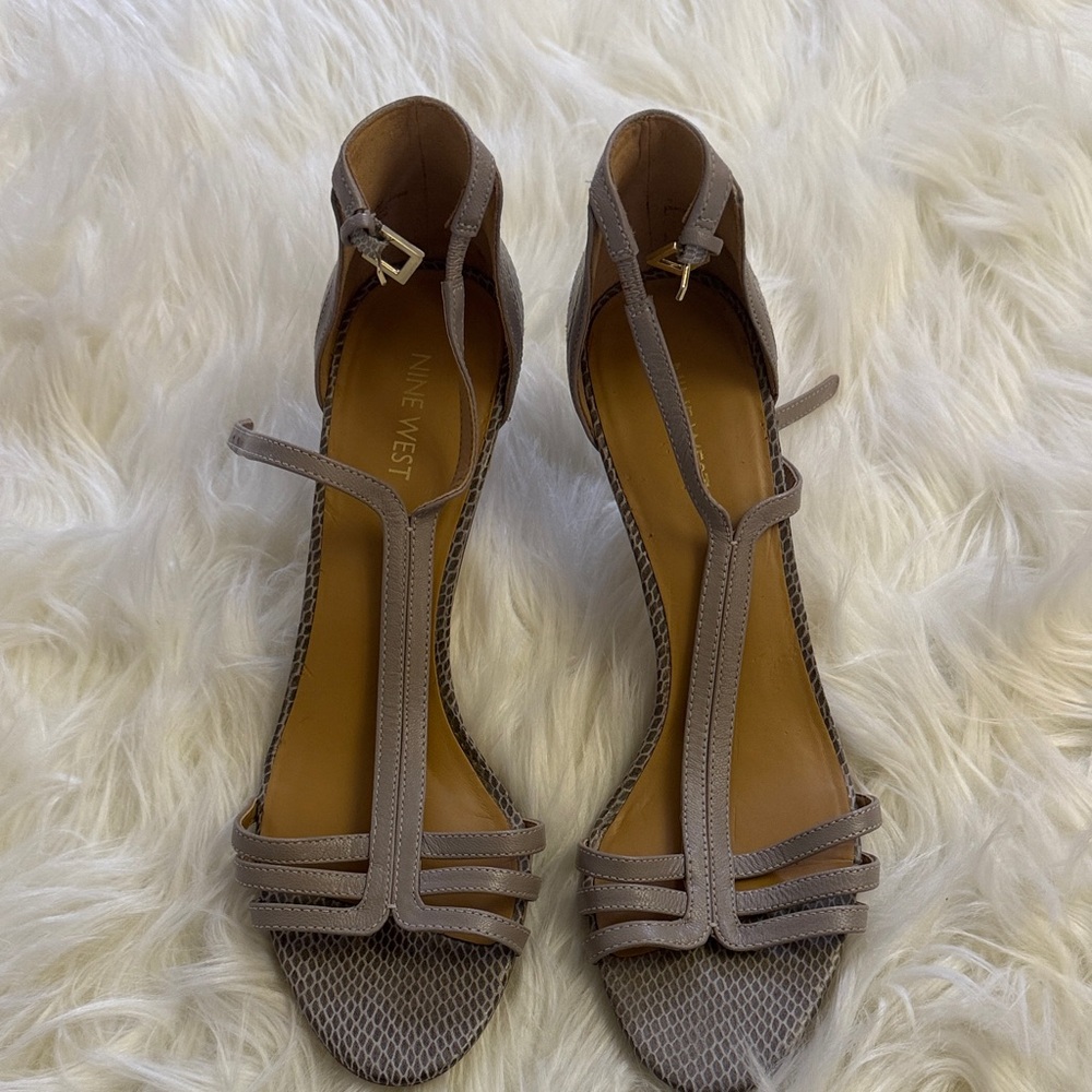 Nine West Women's Gray Strappy Heels